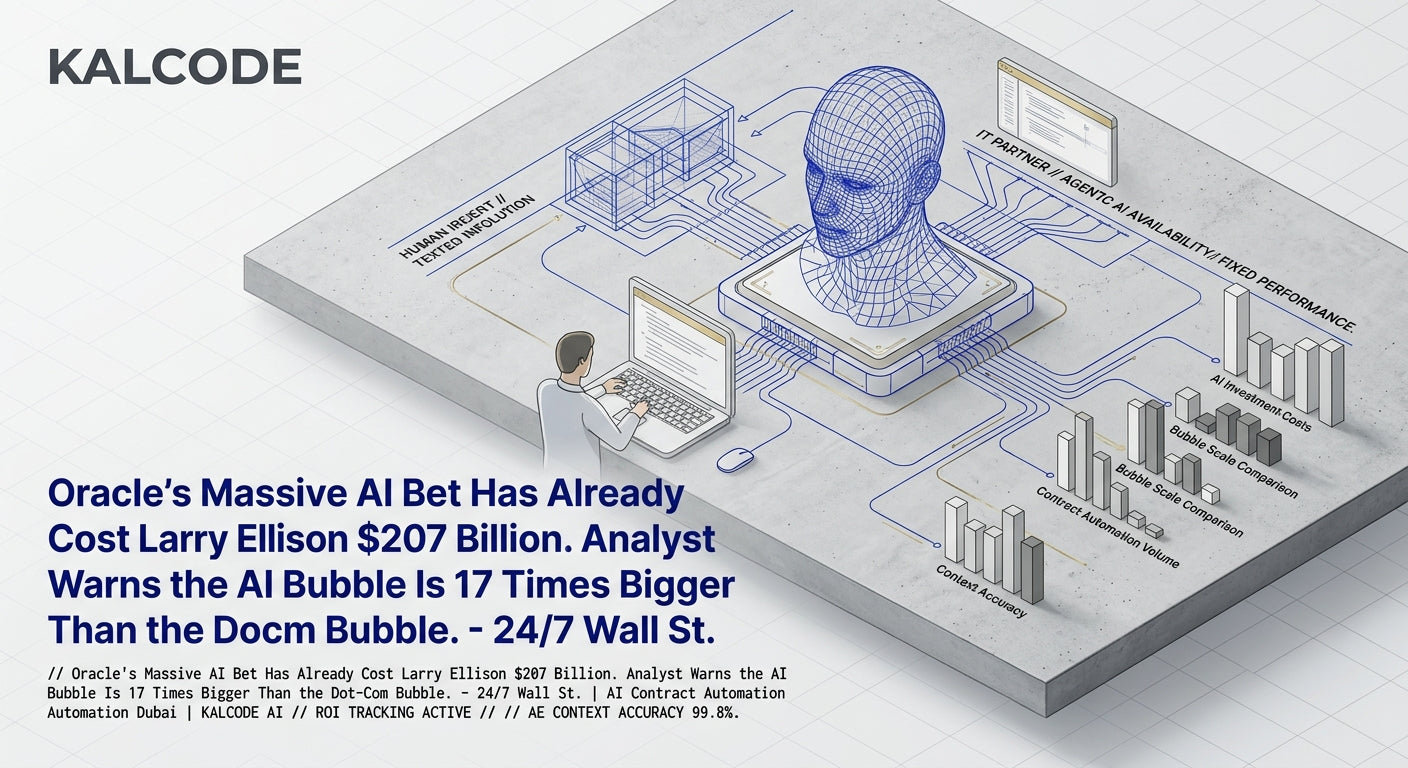 Oracle's Massive AI Bet Has Already Cost Larry Ellison $207 Billion. Analyst Warns the AI Bubble Is 17 Times Bigger Than the Dot-Com Bubble. - 24/7 Wall St. | AI Contract Automation Automation Dubai | KALCODE AI